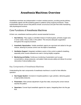 Anesthesia Machines Overview