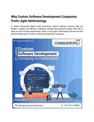 Why Custom Software Development Companies Prefer Agile Methodology
