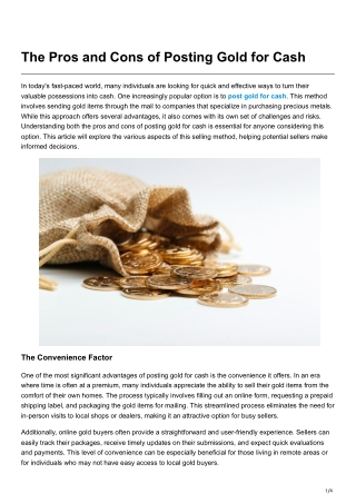The Pros and Cons of Posting Gold for Cash