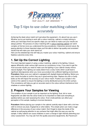 Top 5 tips to use color matching cabinet accurately