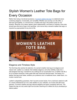 Stylish Women's Leather Tote Bags for Every Occasion