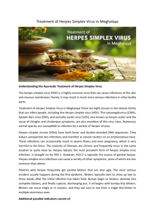 Treatment of Herpes Simplex Virus in Meghalaya
