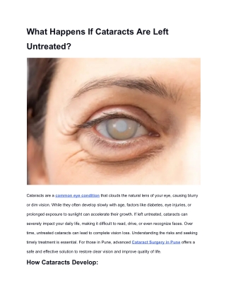 What Happens If Cataracts Are Left Untreated