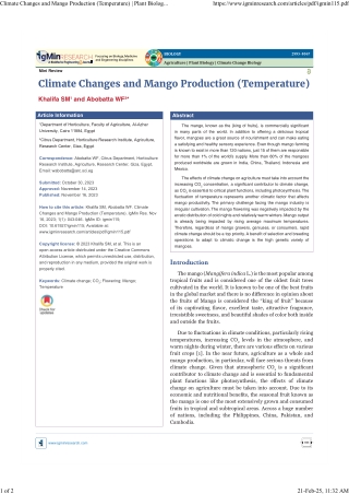 climate changes and mango production temperature