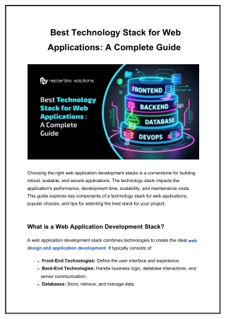 Best Technology Stack for Web Applications A Complete Guide