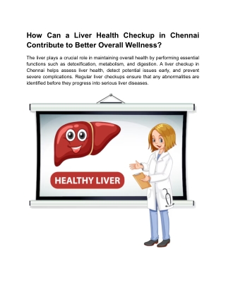 How Does a Liver Checkup Help Improve Overall Wellness