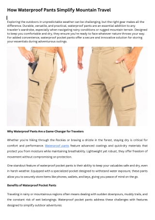How Waterproof Pants Simplify Mountain Travel