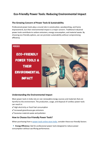 eco friendly power tools reducing environmental