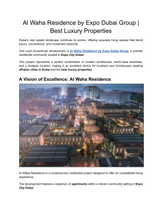 Al Waha Residence by Expo Dubai Group _ Best Luxury Properties