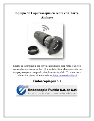 Equipo de Laparoscopia en renta con Torre Aislante