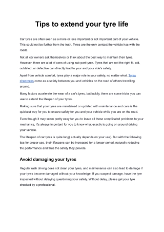 Tips to extend your tyre life