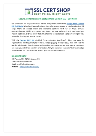 Secure All Domains with Sectigo Multi Domain SSL – Buy Now!