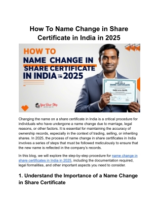 how to name change in share certificate in india