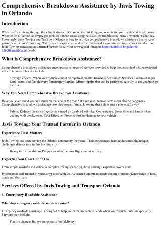 comprehensive breakdown assistance by javis