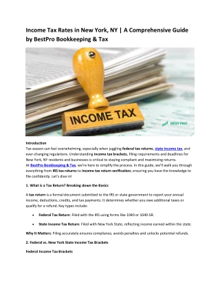 Income Tax Rates in New York, NY | A Comprehensive Guide by BestPro Bookkeeping