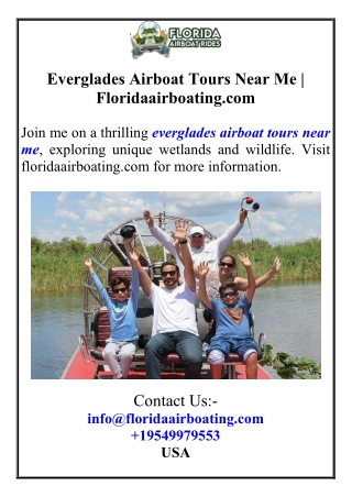 Everglades Airboat Near Me  Floridaairboating.