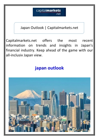 Japan Outlook  Capitalmarkets.net