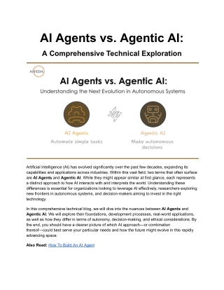 AI Agents vs. Agentic AI_ A Comprehensive Technical Exploration