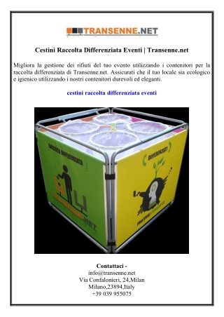 Cestini Raccolta Differenziata Eventi  Transenne.net