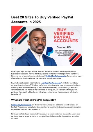 Best 20 Sites To Buy Verified PayPal Accounts in 2025