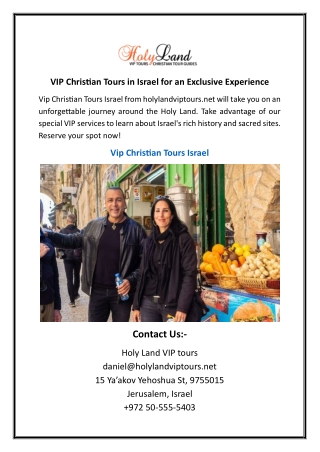 VIP Christian Tours in Israel for an Exclusive Experience