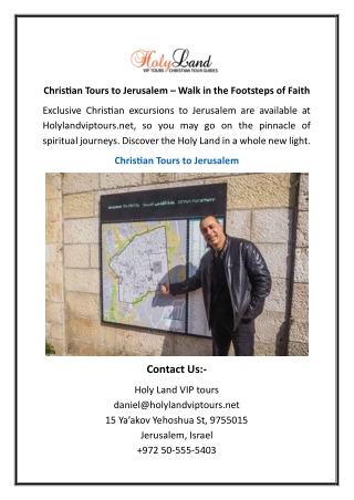 Christian Tours to Jerusalem – Walk in the Footsteps of Faith