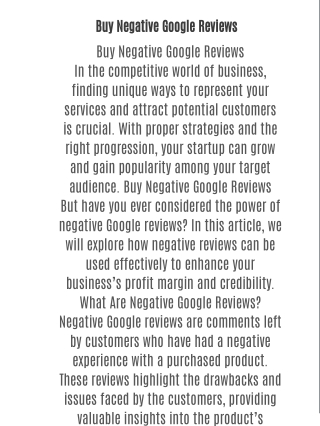 Buy Negative Google Reviews