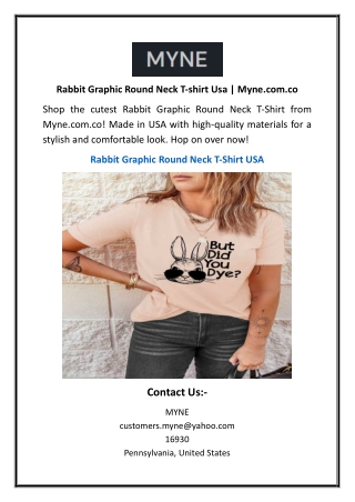 Rabbit Graphic Round Neck T-shirt Usa | Myne.com.co