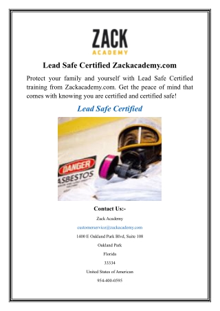 Lead Safe Certified Zackacademy