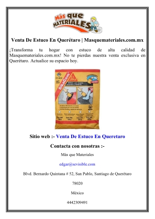 venta de estuco en quer taro masquemateriales
