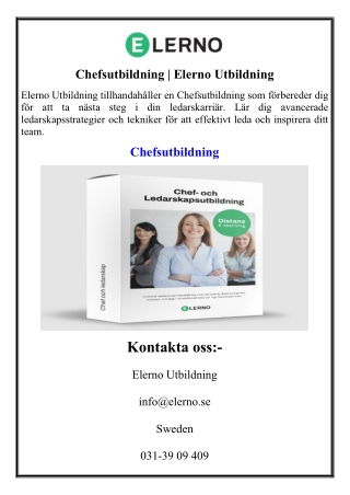 Chefsutbildning  Elerno Utbildning