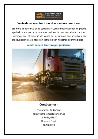 Venta de cabezas tractoras - Las mejores tasaciones