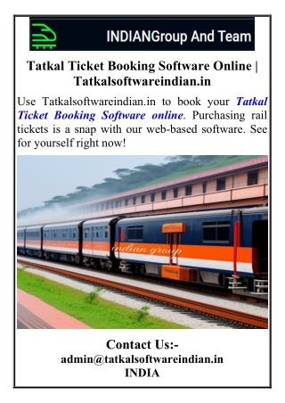 Tatkal Ticket Booking Software Online Tatkalsoftwareindian.in