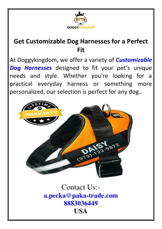 get customizable dog harnesses for a perfect