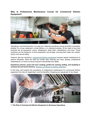 Why Is Professional Maintenance Crucial for Commercial Kitchen Equipment