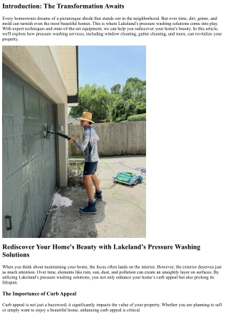 Rediscover Your Home's Beauty with Lakeland’s Pressure Washing Solutions