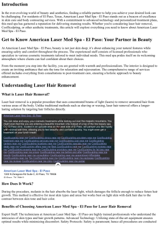 Get to Know American Laser Med Spa - El Paso: Your Partner in Beauty