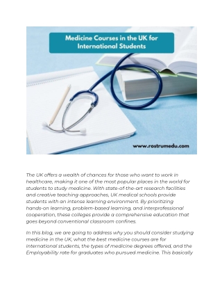 10 Best Medicine Courses in the UK for International Students