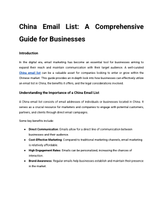 china email list a comprehensive