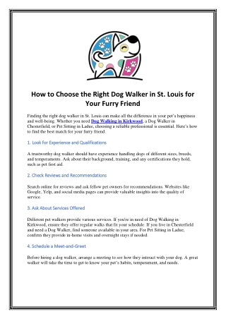 How to Choose the Right Dog Walker in St. Louis for Your Furry Friend