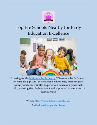 Top Pre Schools Nearby for Early Education Excellence