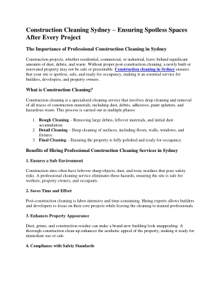 Construction Cleaning Sydney