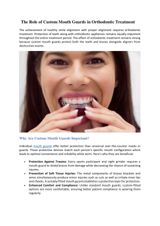 The Role of Custom Mouth Guards in Orthodontic Treatment