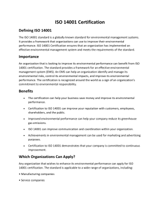 ISO 14001 Certification