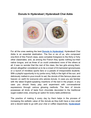 Donuts In Hyderabad