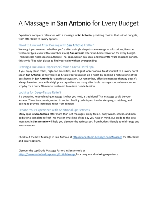 A Massage in San Antonio for Every Budget