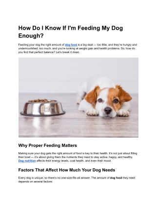 How Do I Know If I'm Feeding My Dog Enough?