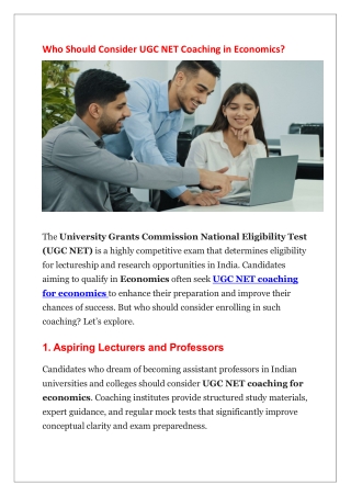 Who Should Consider UGC NET Coaching in Economics
