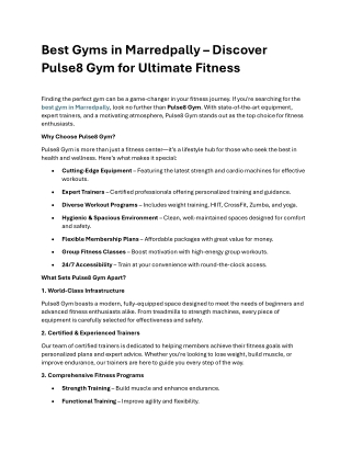 Best Gyms in Marredpally – Discover Pulse8 Gym for Ultimate Fitness