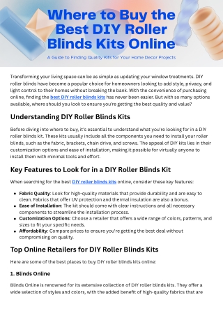 Where to Buy the Best DIY Roller Blinds Kits Online